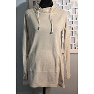 St Johns Bay Active Womens Oatmeal Waffle Knit Turtleneck Pullover Size Medium